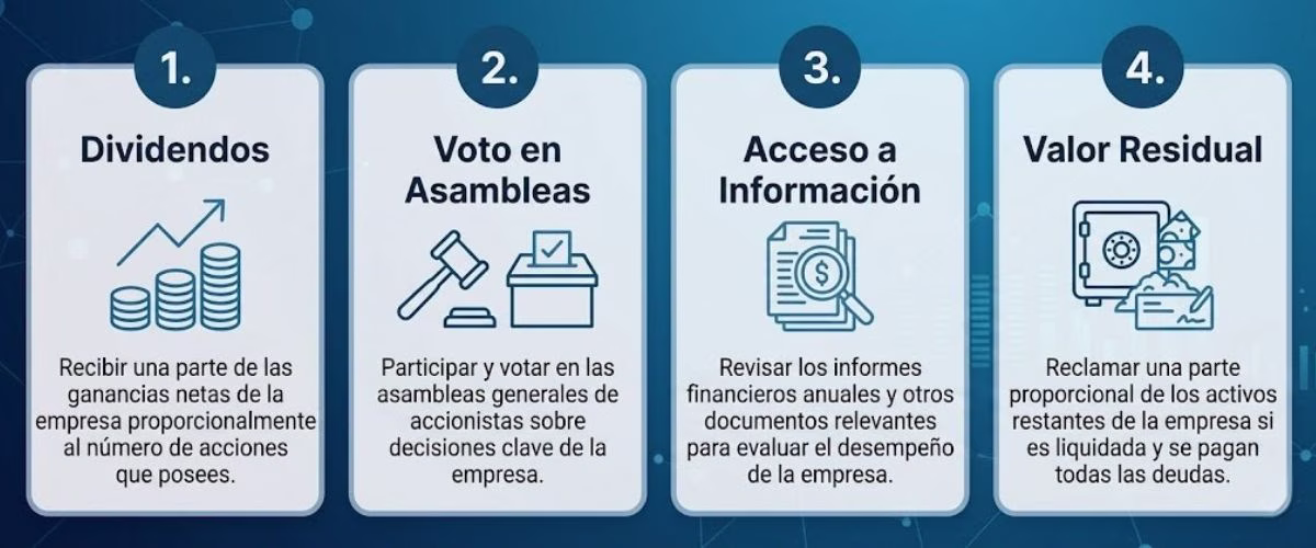 derechos del accionista — dividendos voto información y valor residual al comprar acciones