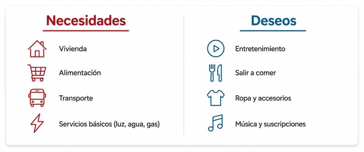 diferencia entre necesidades y deseos en la regla 50/30/20 — ejemplos concretos para el contexto latinoamericano