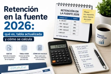 Calculadora, tabla de retención en la fuente 2026 y documentos tributarios que ilustran cómo calcular este impuesto en Colombia y consultar las tarifas actualizadas.