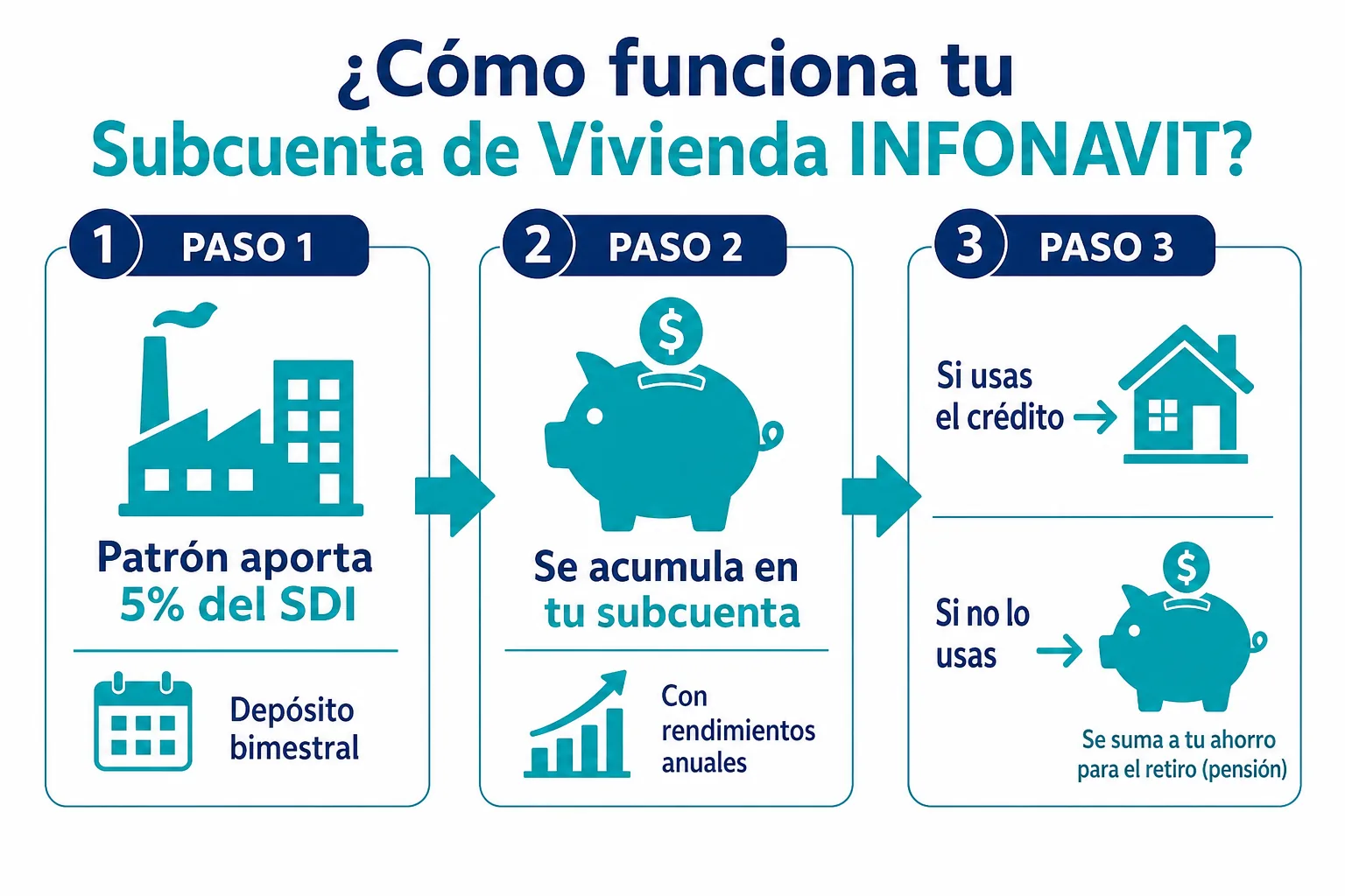 Diagrama del proceso de ahorro y crédito en la Subcuenta de Vivienda INFONAVIT 2026
