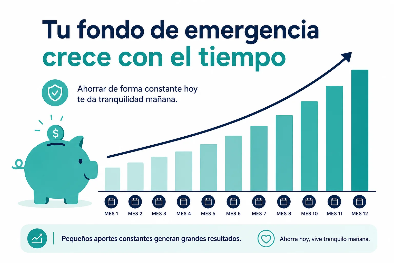 Infografía de cómo crece un fondo de emergencia dentro de un presupuesto personal