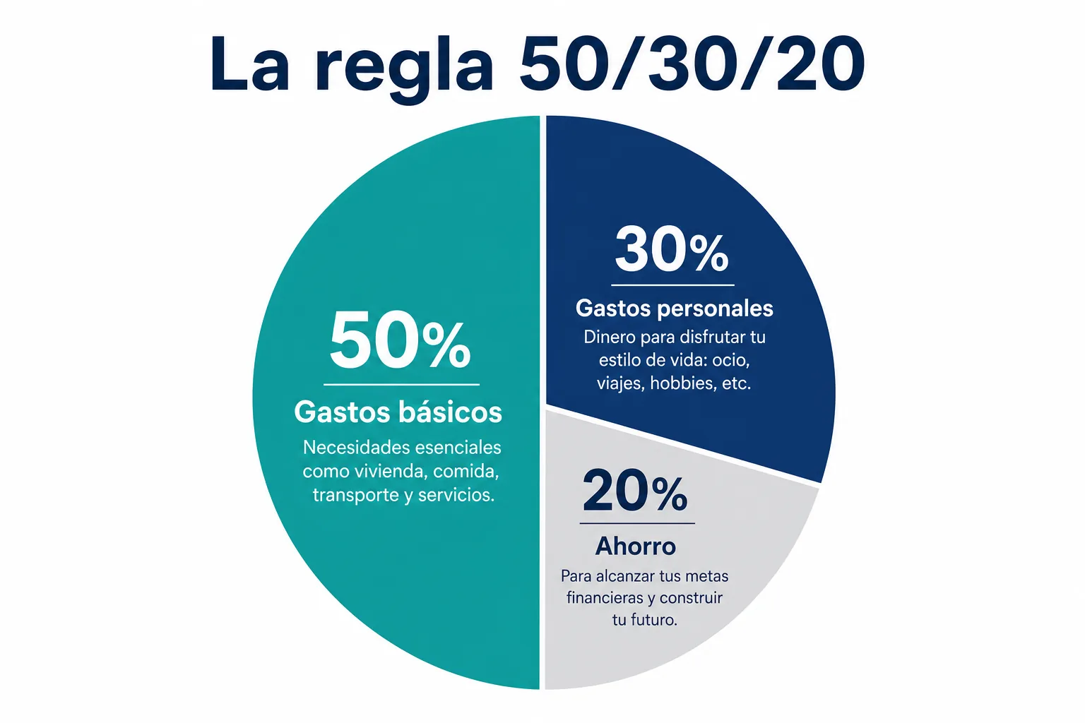 Infografía de la regla 50/30/20 para hacer un presupuesto personal