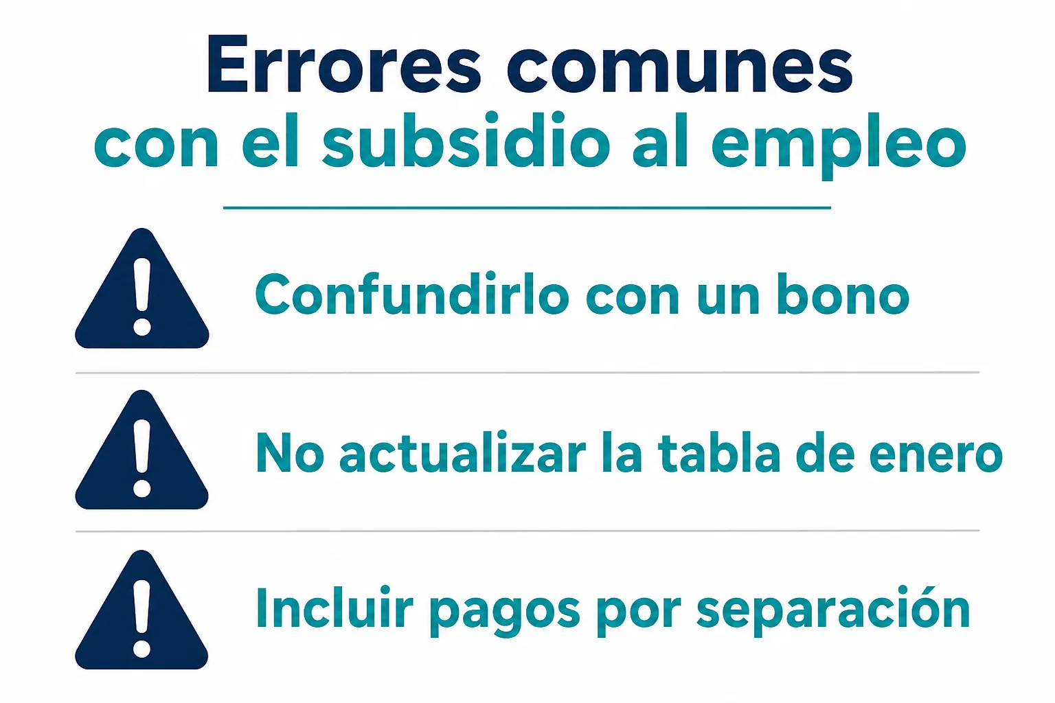 Infografía de los errores comunes al aplicar el subsidio al empleo