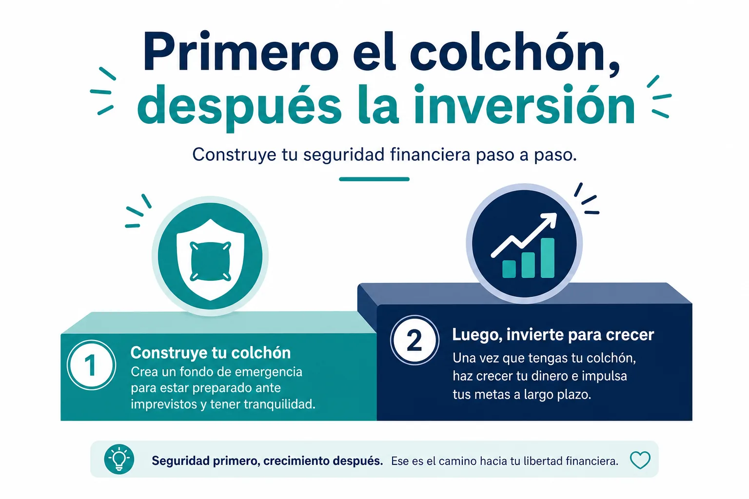 Infografía del orden recomendado entre construir un fondo de ahorro y empezar a invertir