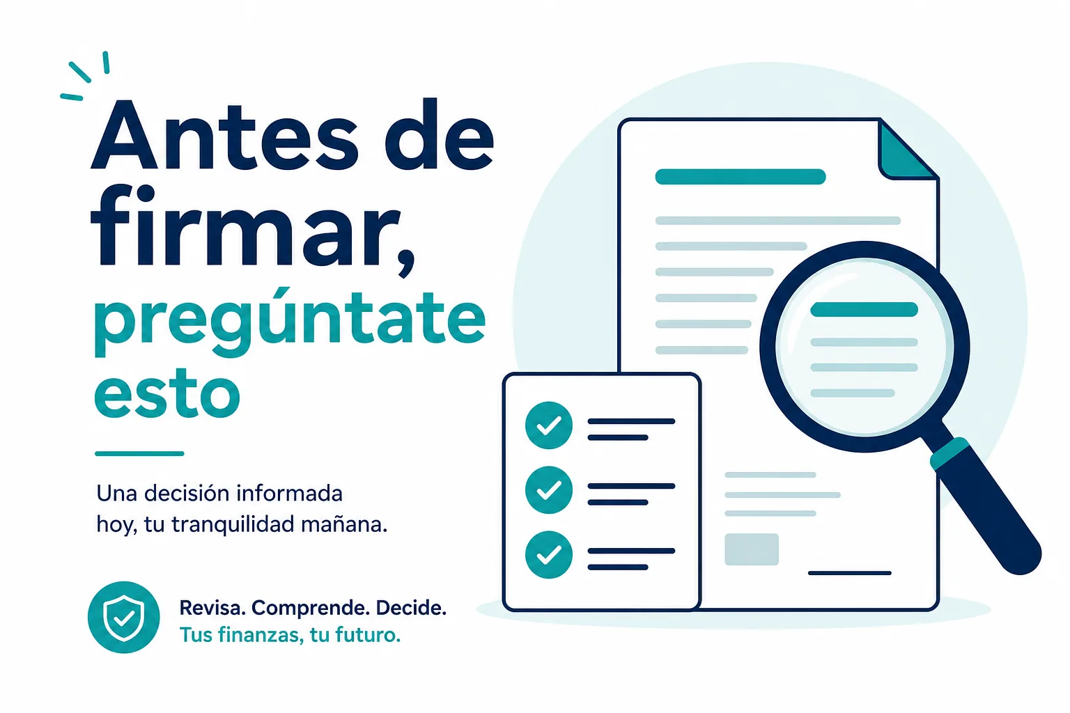 Infografía de qué revisar antes de firmar como aval de un crédito